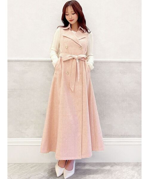 RESEXXY(リゼクシー)の「2WAYツイードレイヤードコート(トレンチコート・レディース・ピンク/アイボリー/ブラック・FREE)」の11枚目の写真