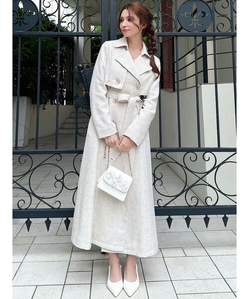 RESEXXY(リゼクシー)の「2WAYツイードレイヤードコート(トレンチコート・レディース・ピンク/アイボリー/ブラック・FREE)」の13枚目の写真