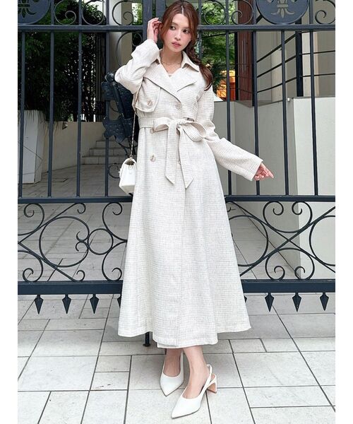 RESEXXY(リゼクシー)の「2WAYツイードレイヤードコート(トレンチコート・レディース・ピンク/アイボリー/ブラック・FREE)」の14枚目の写真