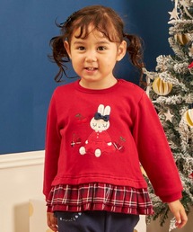 KP | mimiちゃんアップリケ 先染チェック×裏毛トレーナー(スウェット)