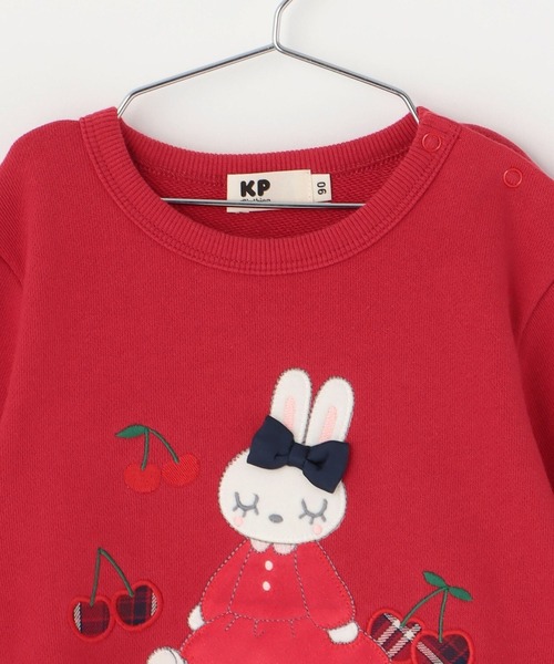 KP（ケーピー）の「mimiちゃんアップリケ 先染チェック×裏毛トレーナー（スウェット・キッズ・レッド/オフホワイト・80ｃｍ/90cm/110cm/120cm/130cm/100cm）」の12枚目の写真