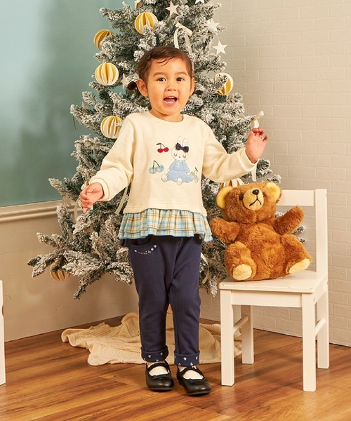 KP（ケーピー）の「mimiちゃんアップリケ 先染チェック×裏毛トレーナー（スウェット・キッズ・レッド/オフホワイト・80ｃｍ/90cm/110cm/120cm/130cm/100cm）」の4枚目の写真