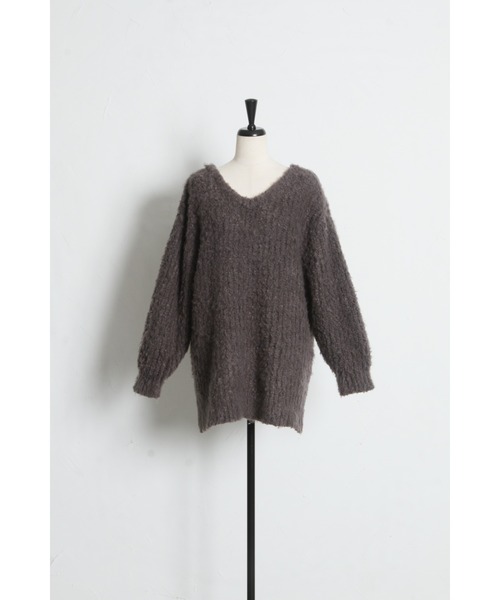 tocco closet(トッコ クローゼット)の「【ZOZO限定】バッグリボンブラッシュシャギーニットトップス(ニット/セーター・レディース・チャコールグレー/ベージュ・M)」の17枚目の写真