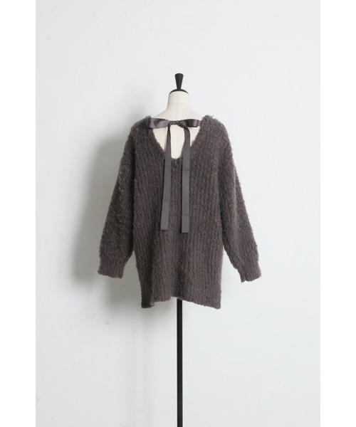 tocco closet(トッコ クローゼット)の「【ZOZO限定】バッグリボンブラッシュシャギーニットトップス(ニット/セーター・レディース・チャコールグレー/ベージュ・M)」の18枚目の写真