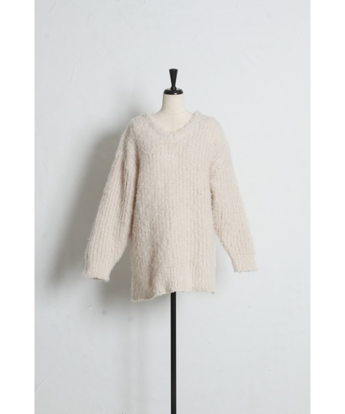 tocco closet(トッコ クローゼット)の「【ZOZO限定】バッグリボンブラッシュシャギーニットトップス(ニット/セーター・レディース・チャコールグレー/ベージュ・M)」の19枚目の写真