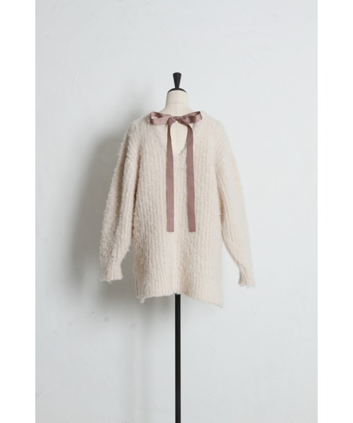 tocco closet(トッコ クローゼット)の「【ZOZO限定】バッグリボンブラッシュシャギーニットトップス(ニット/セーター・レディース・チャコールグレー/ベージュ・M)」の21枚目の写真