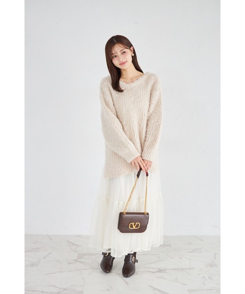 tocco closet(トッコ クローゼット)の「【ZOZO限定】バッグリボンブラッシュシャギーニットトップス(ニット/セーター・レディース・チャコールグレー/ベージュ・M)」の9枚目の写真