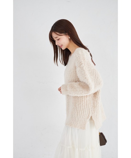 tocco closet(トッコ クローゼット)の「【ZOZO限定】バッグリボンブラッシュシャギーニットトップス(ニット/セーター・レディース・チャコールグレー/ベージュ・M)」の16枚目の写真