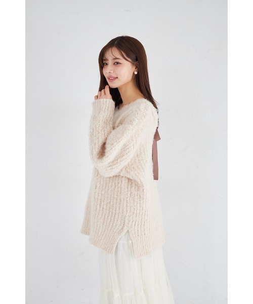 tocco closet(トッコ クローゼット)の「【ZOZO限定】バッグリボンブラッシュシャギーニットトップス(ニット/セーター・レディース・チャコールグレー/ベージュ・M)」の15枚目の写真