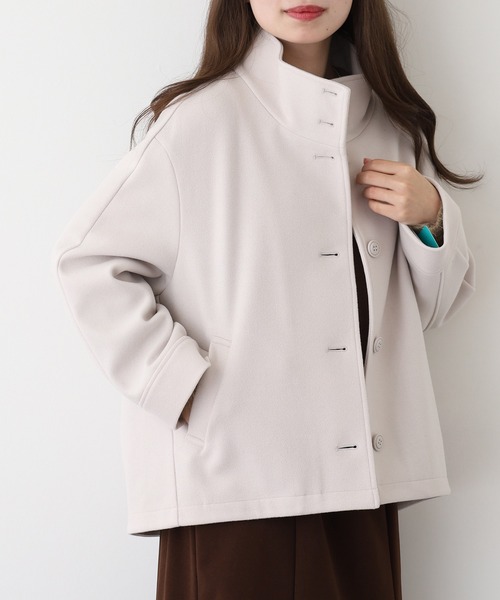 EGLANTINE(エグランティーヌ)の「EGLANTINE スタンドカラーフェイクウールコート(その他アウター・レディース・サンドベージュ/キャメル/カーキ/チャコールグレー・38)」の1枚目の写真