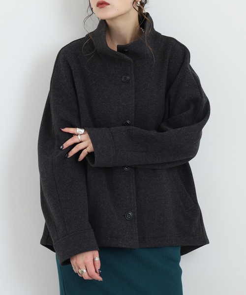EGLANTINE(エグランティーヌ)の「EGLANTINE スタンドカラーフェイクウールコート(その他アウター・レディース・サンドベージュ/キャメル/カーキ/チャコールグレー・38)」の6枚目の写真