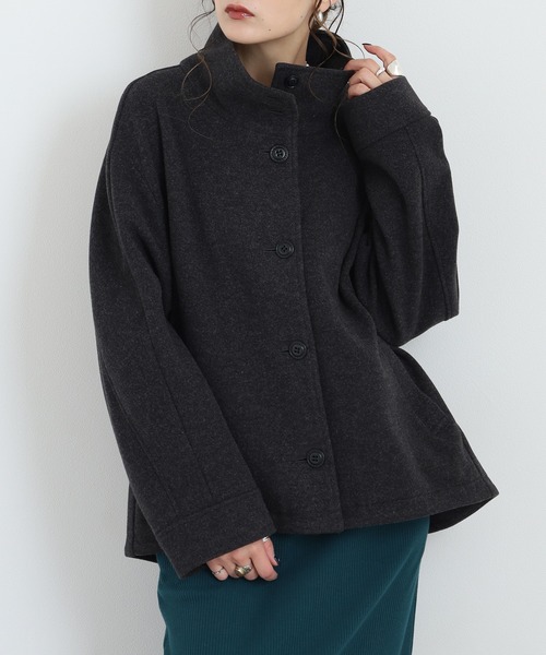 EGLANTINE(エグランティーヌ)の「EGLANTINE スタンドカラーフェイクウールコート(その他アウター・レディース・サンドベージュ/キャメル/カーキ/チャコールグレー・38)」の7枚目の写真