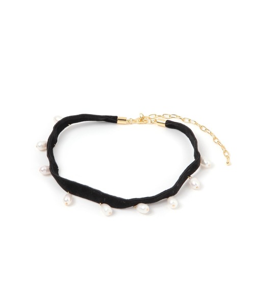 A part by(アパートバイ)の「ベロアパールチョーカー(チョーカー・レディース・ブラック・FREE)」の3枚目の写真