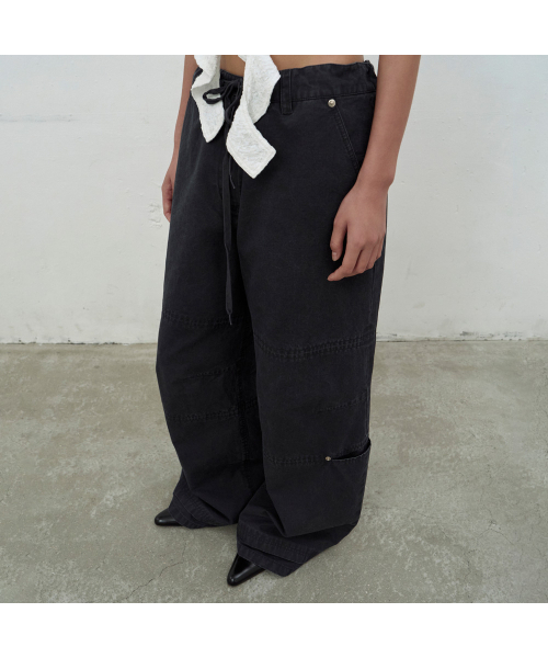 LCDC TM(エルシーディーシーティーエム)の「WASHED STRING WIDE-LEG TROUSERS (DARK GREY)(その他パンツ・レディース・ダークグレー・MEDIUM/SMALL)」の5枚目の写真