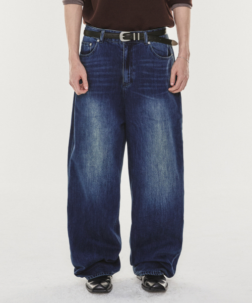 KICHUL(キチョル)の「Light Cotton Wide Denim Pants (Medium Blue)(デニムパンツ・メンズ・その他・X-SMALL/SMALL/MEDIUM/LARGE)」の1枚目の写真