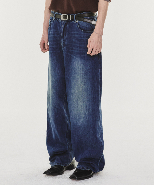 KICHUL(キチョル)の「Light Cotton Wide Denim Pants (Medium Blue)(デニムパンツ・メンズ・その他・X-SMALL/SMALL/MEDIUM/LARGE)」の2枚目の写真