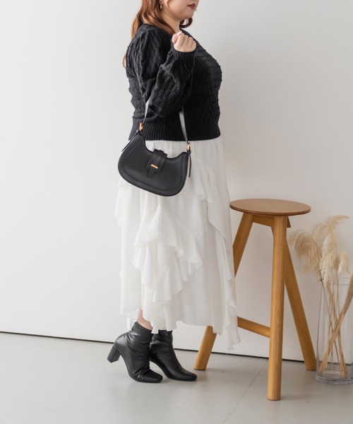 CLETTE(クレット)の「CLETTEオリジナルリボンヤーン使いニットプルオーバー(ニット/セーター・レディース・オフホワイト/ブラック/その他・LL/3L/4L)」の14枚目の写真