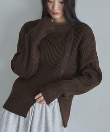 feepur | 【ハンドウォッシャブル】サイドスリットアシンメトリーボタンニット(ニット/セーター)