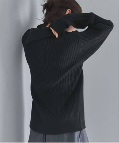 feepur（フェピュール）の「【ハンドウォッシャブル】アシンメトリーカラーサイドスリットボタンニット（ニット/セーター・レディース・ブラウン/ブラック・MEDIUM）」の14枚目の写真