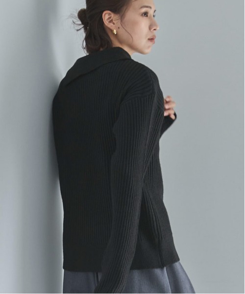 feepur（フェピュール）の「【ハンドウォッシャブル】アシンメトリーカラーサイドスリットボタンニット（ニット/セーター・レディース・ブラウン/ブラック・MEDIUM）」の15枚目の写真