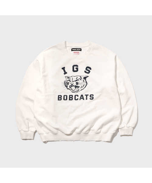 GOODNIES(グーニーズ)の「ビンテージボブキャットスウェットシャツ。オフホワイト(スウェット・メンズ・ホワイト・LARGE/X-LARGE)」の1枚目の写真