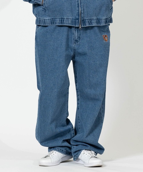 Red Cap Girl（レッドキャプガール）の「【a-r】〔RedCapGirl/レッドキャップガール〕ハート刺繍 裾ドローコード ワイドデニム（デニムパンツ・メンズ・ブラック/ブルー/スミクロ・LARGE/MEDIUM）」の3枚目の写真