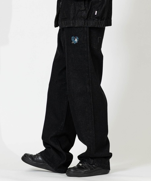 Red Cap Girl（レッドキャプガール）の「【a-r】〔RedCapGirl/レッドキャップガール〕ハート刺繍 裾ドローコード ワイドデニム（デニムパンツ・メンズ・ブラック/ブルー/スミクロ・LARGE/MEDIUM）」の6枚目の写真