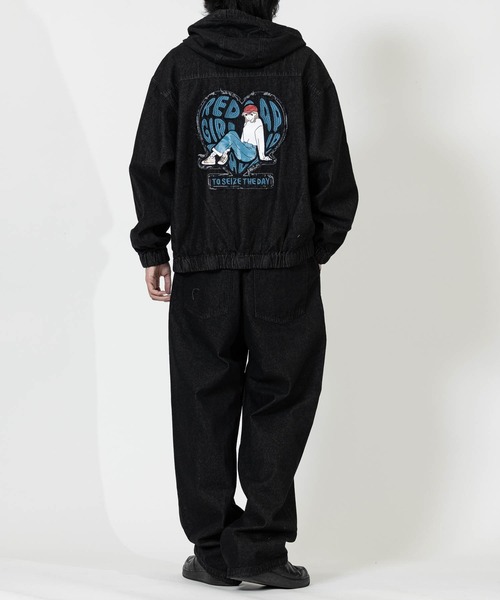 Red Cap Girl（レッドキャプガール）の「【a-r】〔RedCapGirl/レッドキャップガール〕ハート刺繍 裾ドローコード ワイドデニム（デニムパンツ・メンズ・ブラック/ブルー/スミクロ・LARGE/MEDIUM）」の11枚目の写真