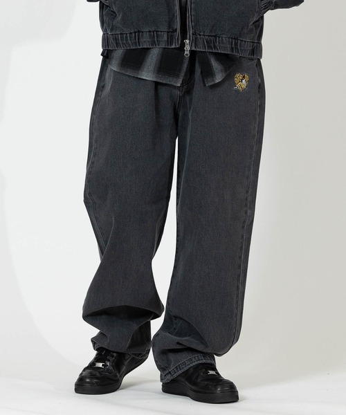 Red Cap Girl（レッドキャプガール）の「【a-r】〔RedCapGirl/レッドキャップガール〕ハート刺繍 裾ドローコード ワイドデニム（デニムパンツ・メンズ・ブラック/ブルー/スミクロ・LARGE/MEDIUM）」の12枚目の写真