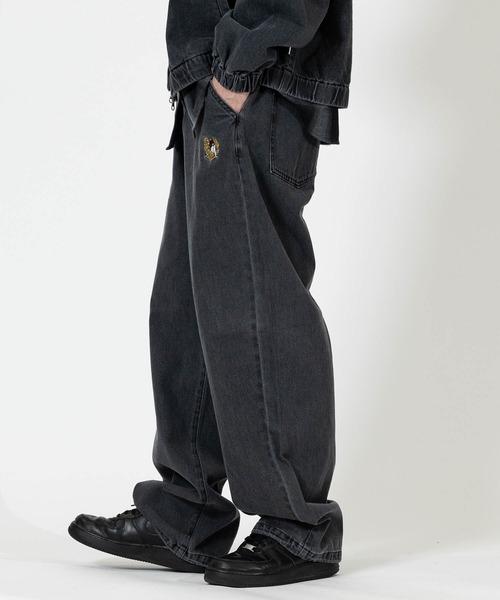 Red Cap Girl（レッドキャプガール）の「【a-r】〔RedCapGirl/レッドキャップガール〕ハート刺繍 裾ドローコード ワイドデニム（デニムパンツ・メンズ・ブラック/ブルー/スミクロ・LARGE/MEDIUM）」の14枚目の写真