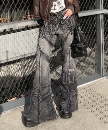 lilful | 【26年春夏新作】Y2K ウォッシュ加工 ダメージフレアデニムパンツ(デニムパンツ)