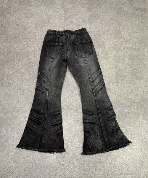 セール】【26年春夏新作】Y2K ウォッシュ加工 ダメージフレアデニム