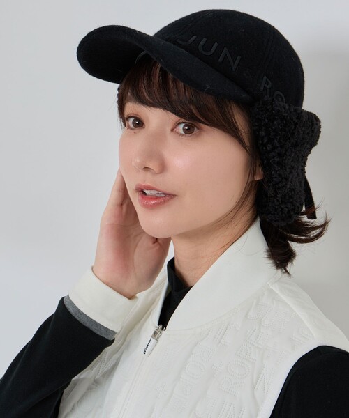 JUN&ROPE'(ジュンアンドロペ)の「ボア耳当て付きキャップ(キャップ・レディース・ブラック/ホワイト・FREE)」の5枚目の写真