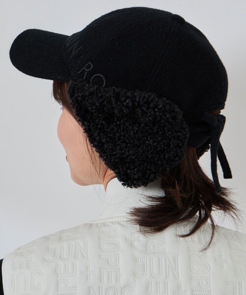 JUN&ROPE'(ジュンアンドロペ)の「ボア耳当て付きキャップ(キャップ・レディース・ブラック/ホワイト・FREE)」の6枚目の写真