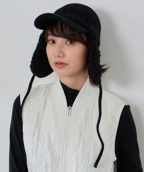 JUN&ROPE'(ジュンアンドロペ)の「ボア耳当て付きキャップ(キャップ・レディース・ブラック/ホワイト・FREE)」の7枚目の写真