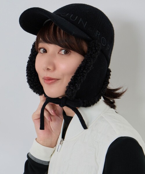 JUN&ROPE'(ジュンアンドロペ)の「ボア耳当て付きキャップ(キャップ・レディース・ブラック/ホワイト・FREE)」の8枚目の写真