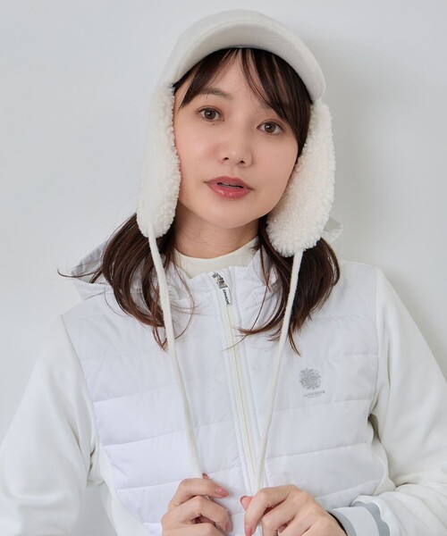 JUN&ROPE'(ジュンアンドロペ)の「ボア耳当て付きキャップ(キャップ・レディース・ブラック/ホワイト・FREE)」の2枚目の写真