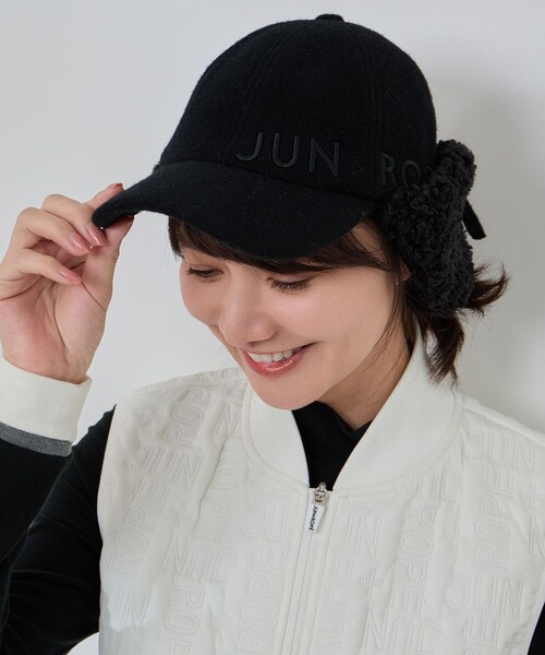JUN&ROPE'(ジュンアンドロペ)の「ボア耳当て付きキャップ(キャップ・レディース・ブラック/ホワイト・FREE)」の1枚目の写真