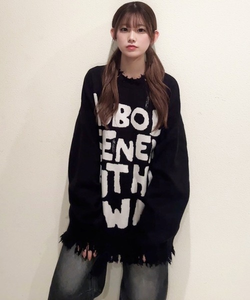 NOLITA LABORATORY(ノリータラボラトリー)の「【 NOLITA / ノリータ 】ダメージ オーバー スローガン ニット(ニット/セーター・レディース・ブラック・MEDIUM)」の6枚目の写真