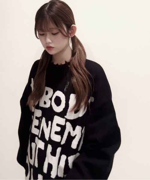 NOLITA LABORATORY(ノリータラボラトリー)の「【 NOLITA / ノリータ 】ダメージ オーバー スローガン ニット(ニット/セーター・レディース・ブラック・MEDIUM)」の8枚目の写真