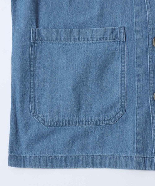 SITRY（シトリー）の「Denim Coverall Jacket/オーバーサイズ デニムカバーオール デニムジャケット デニムシャツ（カバーオール・メンズ・ブルー/ネイビー・M/L/LL）」の12枚目の写真