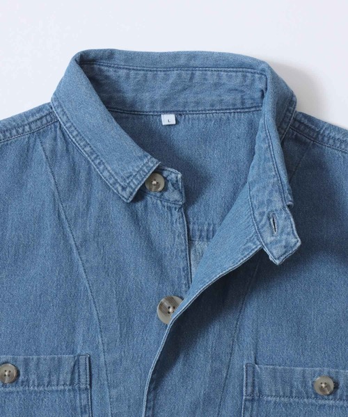 SITRY（シトリー）の「Denim Coverall Jacket/オーバーサイズ デニムカバーオール デニムジャケット デニムシャツ（カバーオール・メンズ・ブルー/ネイビー・M/L/LL）」の9枚目の写真