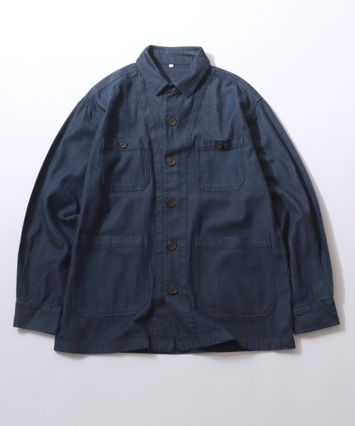 SITRY（シトリー）の「Denim Coverall Jacket/オーバーサイズ デニムカバーオール デニムジャケット デニムシャツ（カバーオール・メンズ・ブルー/ネイビー・M/L/LL）」の19枚目の写真