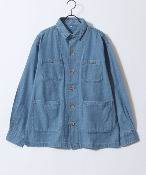 SITRY（シトリー）の「Denim Coverall Jacket/オーバーサイズ デニムカバーオール デニムジャケット デニムシャツ（カバーオール・メンズ・ブルー/ネイビー・M/L/LL）」の5枚目の写真
