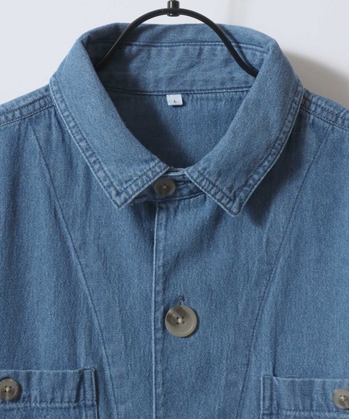 SITRY（シトリー）の「Denim Coverall Jacket/オーバーサイズ デニムカバーオール デニムジャケット デニムシャツ（カバーオール・メンズ・ブルー/ネイビー・M/L/LL）」の7枚目の写真