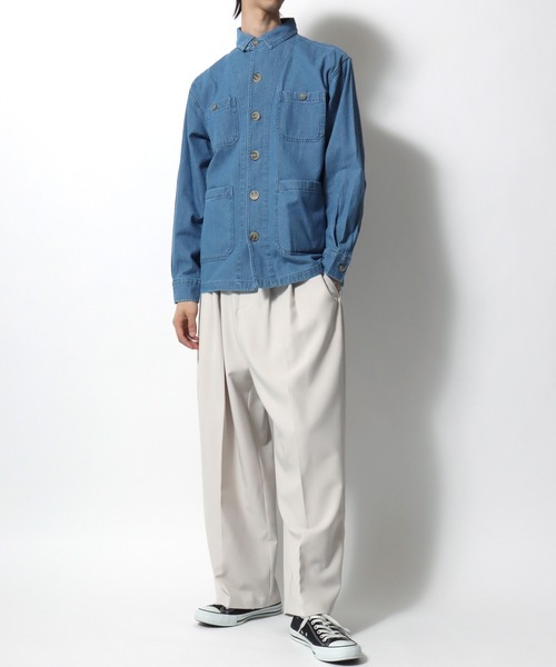 SITRY（シトリー）の「Denim Coverall Jacket/オーバーサイズ デニムカバーオール デニムジャケット デニムシャツ（カバーオール・メンズ・ブルー/ネイビー・M/L/LL）」の21枚目の写真