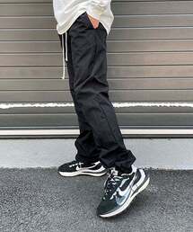 CLACO（クラコ）の「ワイドフィットナイロンストリングジョガーパンツ(ブラック)（スウェットパンツ）」