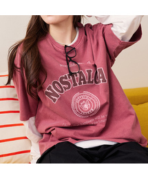 BUBBLPIECE（バブルピース）の「Nostalgia Pigment T-Shirt_Burgundy（Tシャツ/カットソー）」