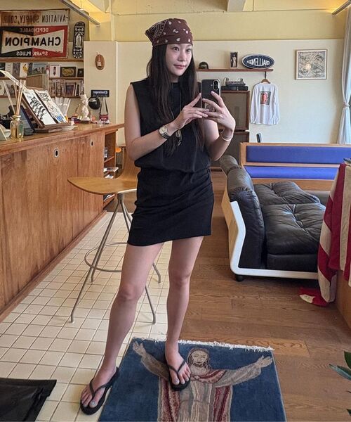 ERA(エラ)の「WOMEN FITTED SLEEVELESS TUCK DRESS - WHITE MELANGE(ワンピース・レディース・その他・OS)」の4枚目の写真