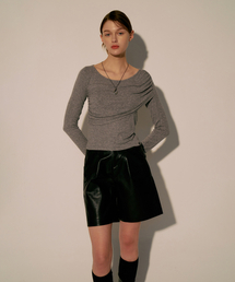 LAPRESMIDI（ラプレミディ）の「Wool shirring tencel tee grey（Tシャツ/カットソー）」